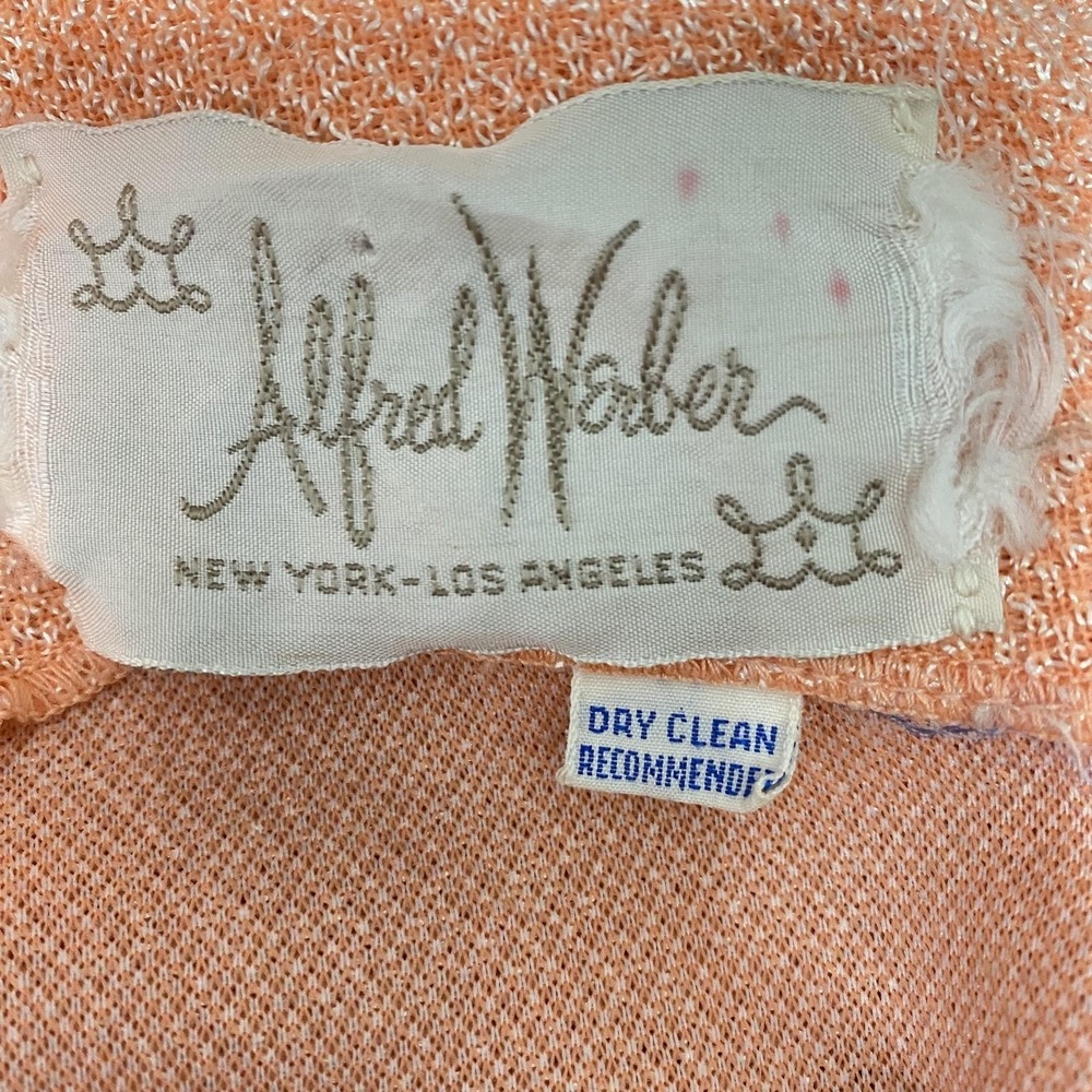 Vintage Alfred Werber Dress Womens Small Peach Lurex Beaded Waist Gown 60s